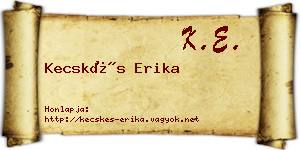 Kecskés Erika névjegykártya